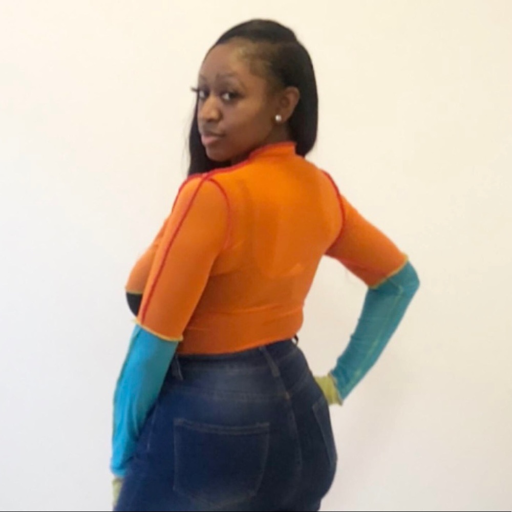 Colorblock Me Stripe Mesh Top - Picture 2 of 5